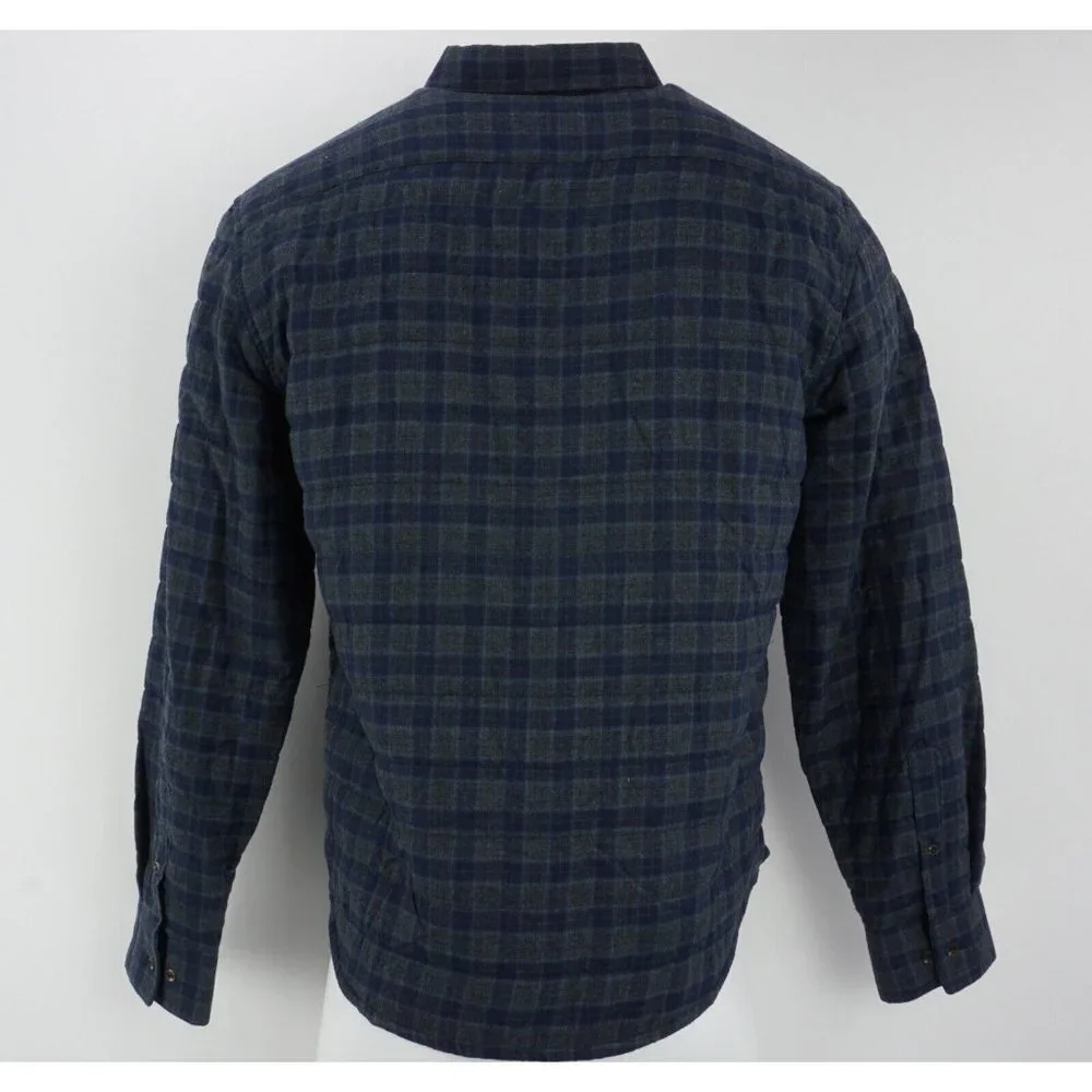 New $120 Thomas Dean Flannel Men's M / XL Blue Gray Check Lined‎ Shirt Jacket